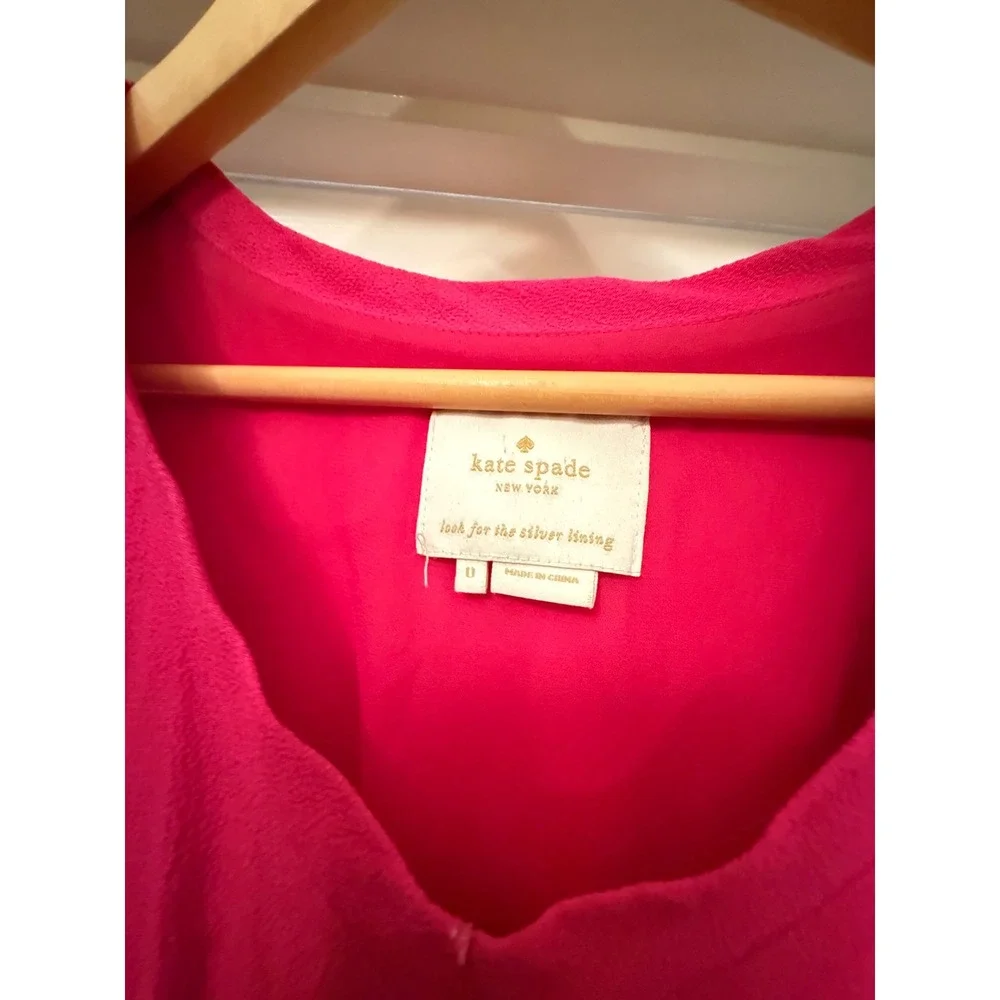 Kate Spade Dress Womens 0 Pink V-Neck Flutter Cap Sleeve Elastic Waist Mini